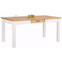 Mesa 160x90 de jantar em madeira acabamento com toque acetinado em cera natural e branco lavado | Coleção England 